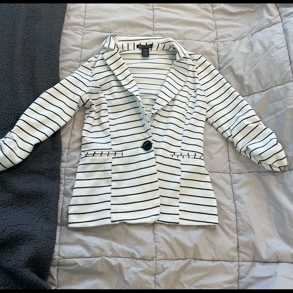 White and black Stripe Blazer